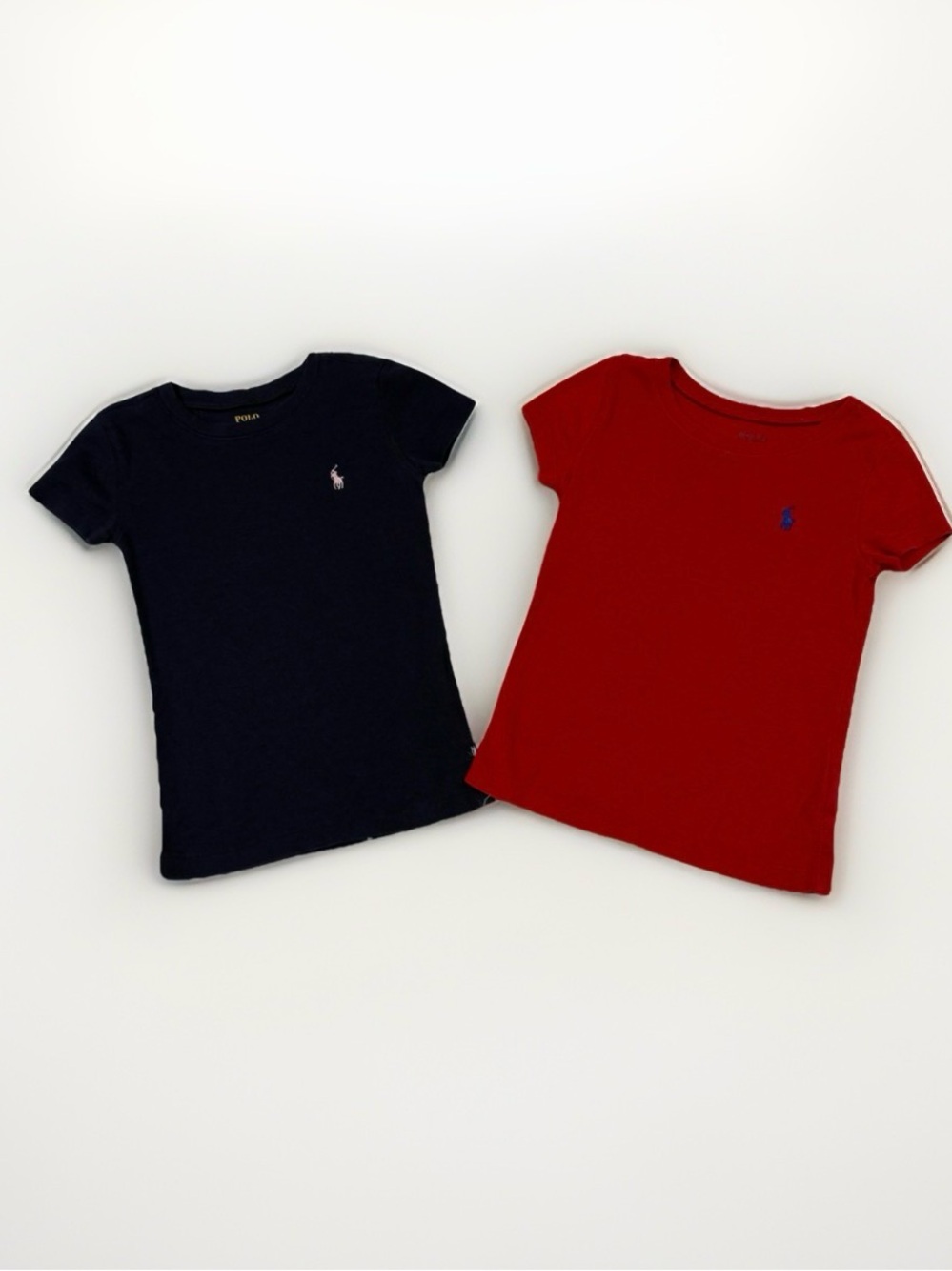 Polo Ralph Lauren Girls Lot Navy & Red Tee T Shirt Girls Size 5 Soft Knit EUC